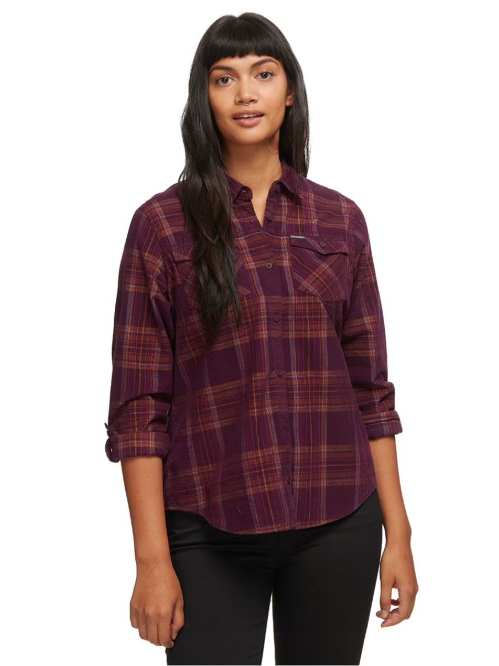 Columbia Corduroy Purple Plaid Button-Down Shirt